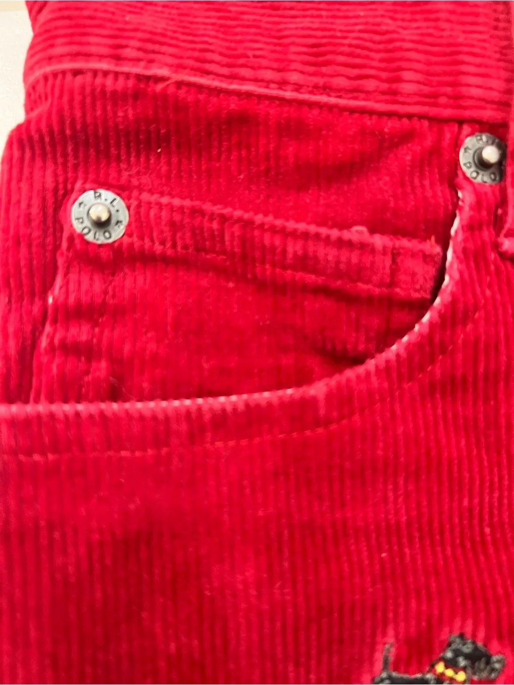 Ralph Lauren Girls Red Corduroy Scottie Dog Embroidered Skirt Size 10 Holiday